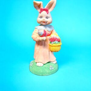 Bunny with Easter Egg and Flower Basket Figurine